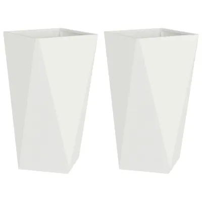 vidaXL Cvetlično korito 2 pcs Bela 40 x 40 x 75 cm Jeklo