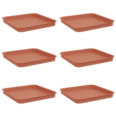 vidaXL Kvadraten cvetlični pladenj 6 pcs Kamnito rdeča