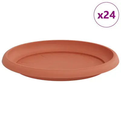 vidaXL Krožni cvetlični pladenj 24 pcs Kamnito rdeča Ø 21,5 x 2,5 cm