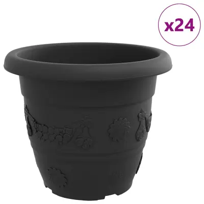 vidaXL Okrogli cvetlični lonec 24 pcs Črna Ø 34 x 28 cm Plastika