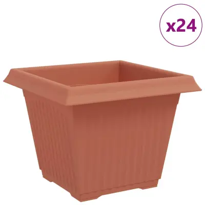 vidaXL Kvadratna cvetlična posoda 24 pcs Kamnito rdeča Plastika