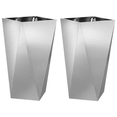 vidaXL Cvetlično korito 2 pcs srebrna 40 x 40 x 75 cm Cinkana jeklena