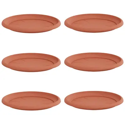 vidaXL Krožni cvetlični pladenj 6 pcs Kamnito rdeča Ø 27 x 2,5 cm