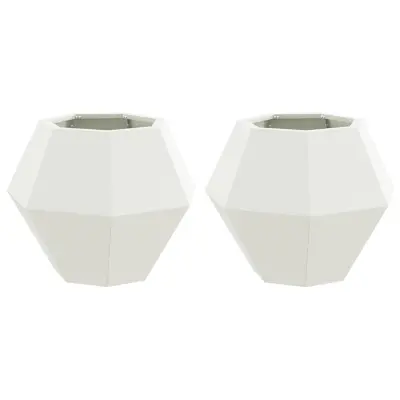 vidaXL Cvetlično korito 2 pcs Bela 50 x 50 x 40 cm Jeklo