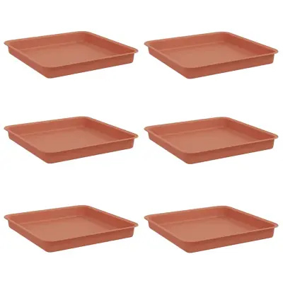 vidaXL Kvadraten cvetlični pladenj 6 pcs Kamnito rdeča 18 x 18 x 2 cm