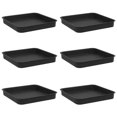 vidaXL Kvadraten cvetlični pladenj 6 pcs Črna 15 x 15 x 2 cm Plastika