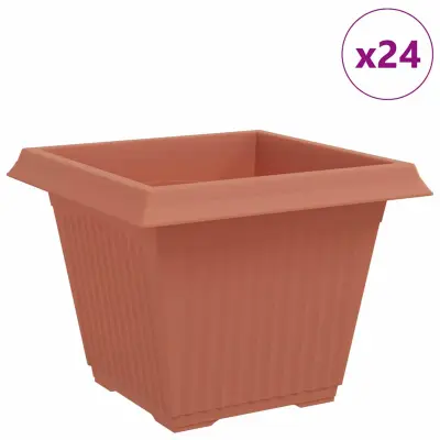 vidaXL Kvadratna cvetlična posoda 24 pcs Kamnito rdeča Plastika