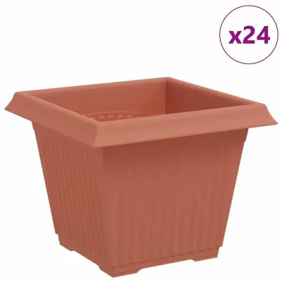 vidaXL Kvadratna cvetlična posoda 24 pcs Kamnito rdeča 33 x 33 x 26 cm