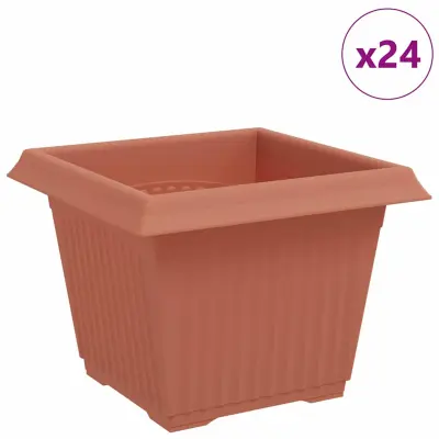 vidaXL Kvadratna cvetlična posoda 24 pcs Kamnito rdeča Plastika