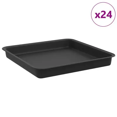 vidaXL Kvadraten cvetlični pladenj 24 pcs Črna 18 x 18 x 2 cm Plastika