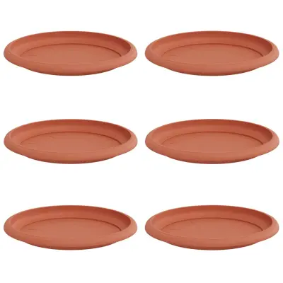 vidaXL Krožni cvetlični pladenj 6 pcs Kamnito rdeča Ø 19 x 2 cm