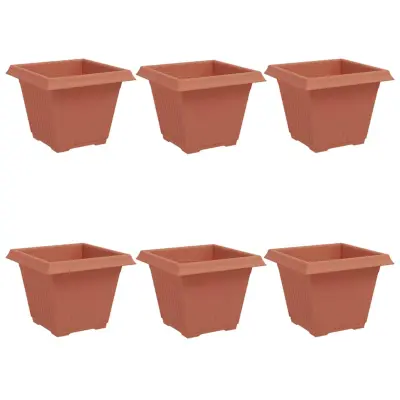 vidaXL Kvadratna cvetlična posoda 6 pcs Kamnito rdeča 38 x 38 x 30 cm