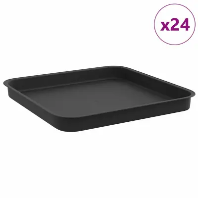 vidaXL Kvadraten cvetlični pladenj 24 pcs Črna 36 x 36 x 2.5 cm