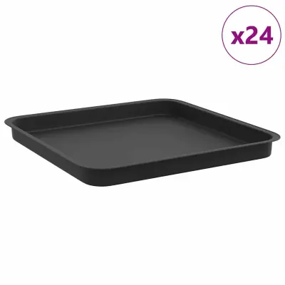 vidaXL Kvadraten cvetlični pladenj 24 pcs Črna 36 x 36 x 2.5 cm