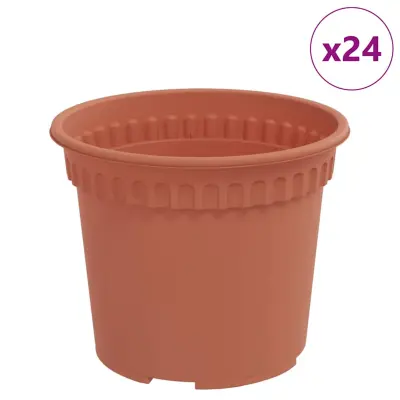 vidaXL Okrogli cvetlični lonec 24 pcs Kamnito rdeča Ø 12,5 x 10 cm