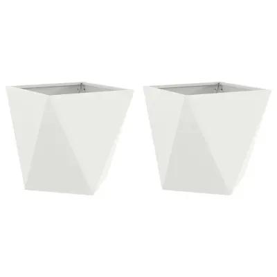 vidaXL Cvetlično korito 2 pcs Bela 50 x 50 x 50 cm Jeklo