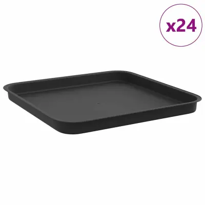 vidaXL Kvadraten cvetlični pladenj 24 pcs Črna 36 x 36 x 2.5 cm