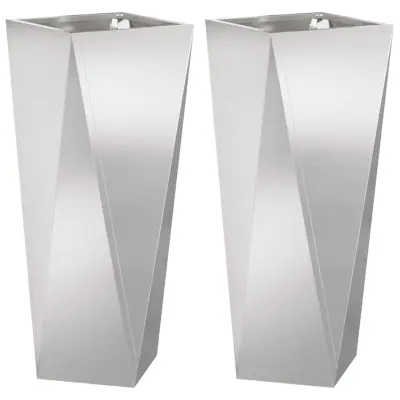 vidaXL Cvetlično korito 2 pcs srebrna 30 x 30 x 75 cm Nerjaveče jeklo
