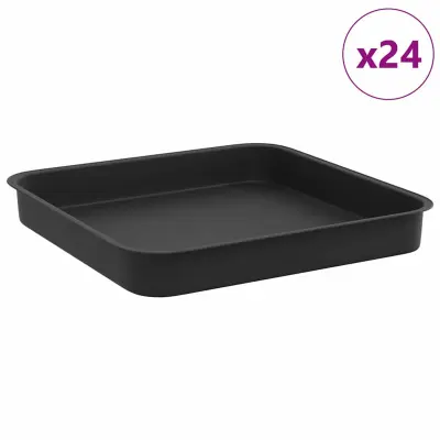 vidaXL Kvadraten cvetlični pladenj 24 pcs Črna 15 x 15 x 2 cm Plastika