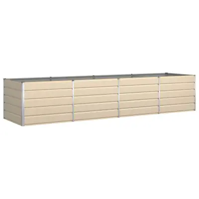 vidaXL Cvetlično korito Slonokoščena 385 x 100 x 75 cm Cinkana jeklena