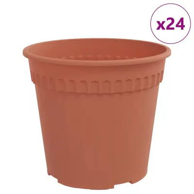 vidaXL Okrogli cvetlični lonec 24 pcs Kamnito rdeča Ø 17 x 14 cm