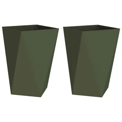 vidaXL Cvetlično korito 2 pcs Oljčno zelena 50 x 50 x 75 cm Jeklo