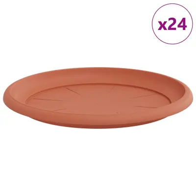 vidaXL Krožni cvetlični pladenj 24 pcs Kamnito rdeča Ø 27 x 2,5 cm