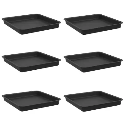 vidaXL Kvadraten cvetlični pladenj 6 pcs Črna 18 x 18 x 2 cm Plastika
