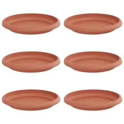 vidaXL Krožni cvetlični pladenj 6 pcs Kamnito rdeča Ø 14 x 2 cm