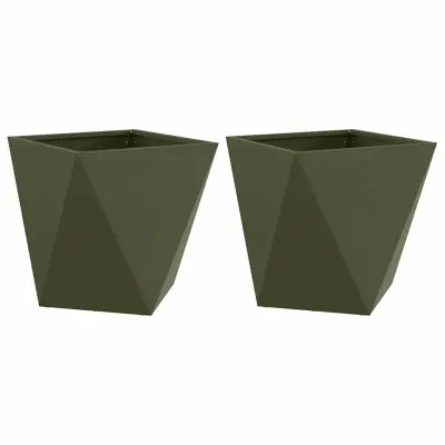vidaXL Cvetlično korito 2 pcs Oljčno zelena 50 x 50 x 50 cm Jeklo