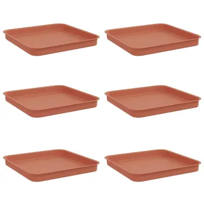 vidaXL Kvadraten cvetlični pladenj 6 pcs Kamnito rdeča