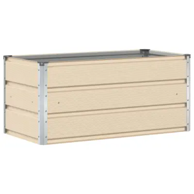 vidaXL Cvetlično korito Slonokoščena 100 x 50 x 45 cm Cinkana jeklena