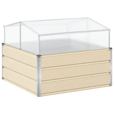 vidaXL Cvetlično korito Slonokoščena 100 x 100 x 77 cm Cinkana jeklena