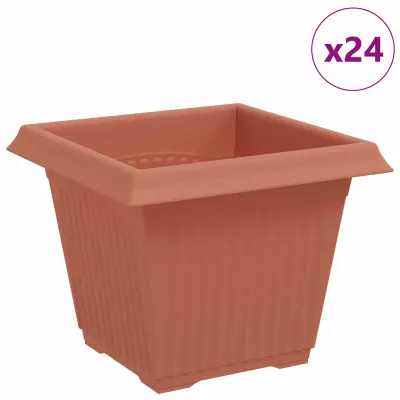 vidaXL Kvadratna cvetlična posoda 24 pcs Kamnito rdeča 20 x 20 x 16 cm