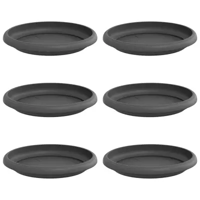 vidaXL Krožni cvetlični pladenj 6 pcs Črna Ø 14 x 2 cm Plastika