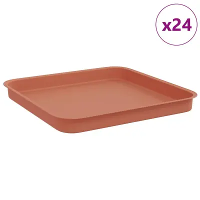 vidaXL Kvadraten cvetlični pladenj 24 pcs Kamnito rdeča