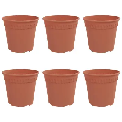 vidaXL Okrogli cvetlični lonec 6 pcs Kamnito rdeča Ø 17 x 14 cm