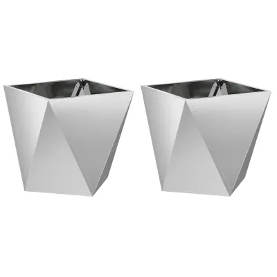 vidaXL Cvetlično korito 2 pcs srebrna 50 x 50 x 50 cm Cinkana jeklena