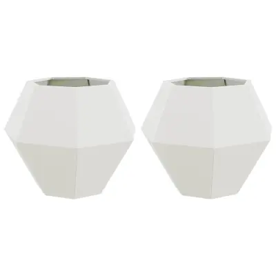 vidaXL Cvetlično korito 2 pcs Bela 75 x 75 x 60 cm Jeklo