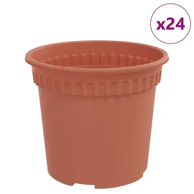 vidaXL Okrogli cvetlični lonec 24 pcs Kamnito rdeča Ø 15 x 12 cm