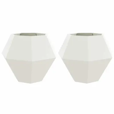 vidaXL Cvetlično korito 2 pcs Bela 100 x 100 x 80 cm Jeklo