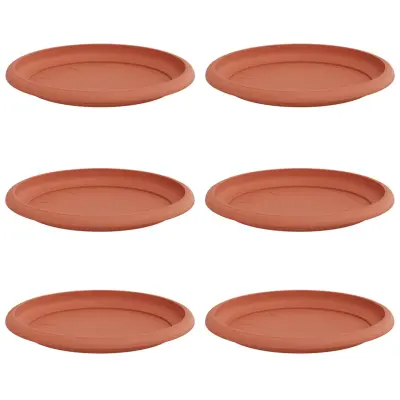 vidaXL Krožni cvetlični pladenj 6 pcs Kamnito rdeča Ø 17,5 x 2 cm