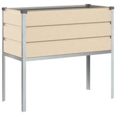 vidaXL Cvetlično korito Slonokoščena 100 x 45 x 90 cm Cinkana jeklena