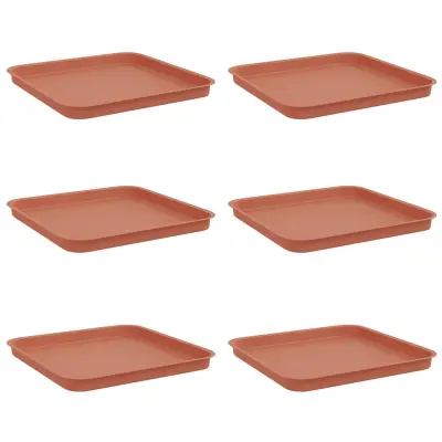 vidaXL Kvadraten cvetlični pladenj 6 pcs Kamnito rdeča