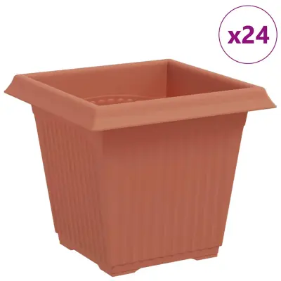 vidaXL Kvadratna cvetlična posoda 24 pcs Kamnito rdeča 16 x 16 x 14 cm