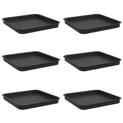 vidaXL Kvadraten cvetlični pladenj 6 pcs Črna 36 x 36 x 2.5 cm