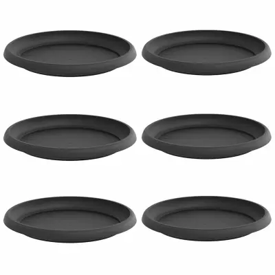 vidaXL Krožni cvetlični pladenj 6 pcs Črna Ø 14 x 2 cm Plastika