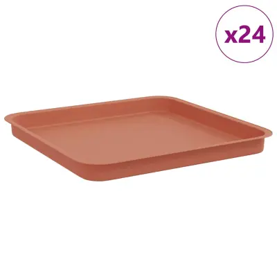 vidaXL Kvadraten cvetlični pladenj 24 pcs Kamnito rdeča