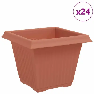 vidaXL Kvadratna cvetlična posoda 24 pcs Kamnito rdeča 38 x 38 x 30 cm