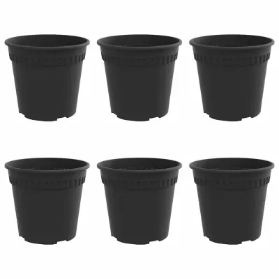 vidaXL Okrogli cvetlični lonec 6 pcs Črna Ø 17 x 14 cm Plastika